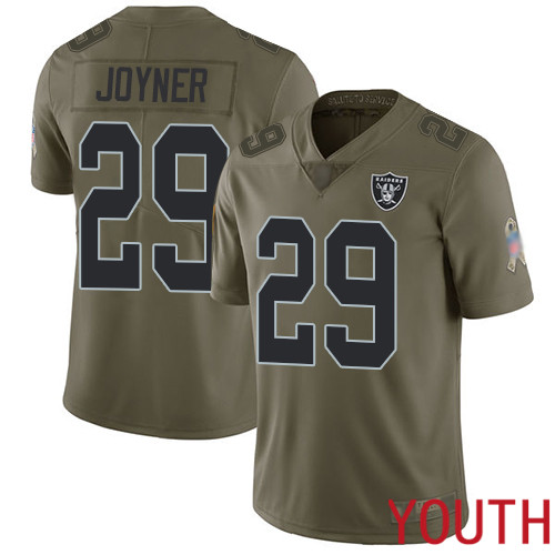 Oakland Raiders Limited Olive Youth Lamarcus Joyner Jersey NFL Football #29 2017 Salute to Service Jersey